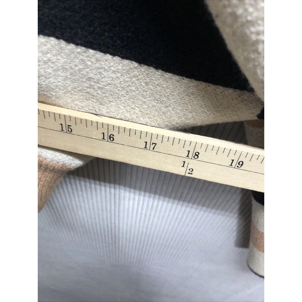 Stylewe Women's Sweater Large Cream Black Tan Stripes Cozy Cropped